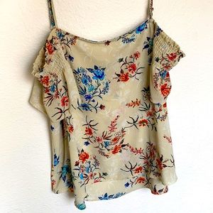 Off shoulder straps floral top